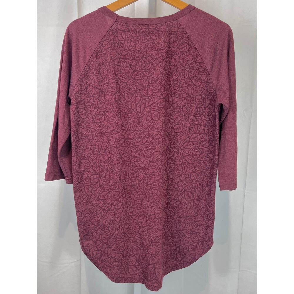 TEN TREE TenTree Topiary Print 3/4 Sleeve Shirt Raglan Baseball Wine Red L - Picture 2 of 9